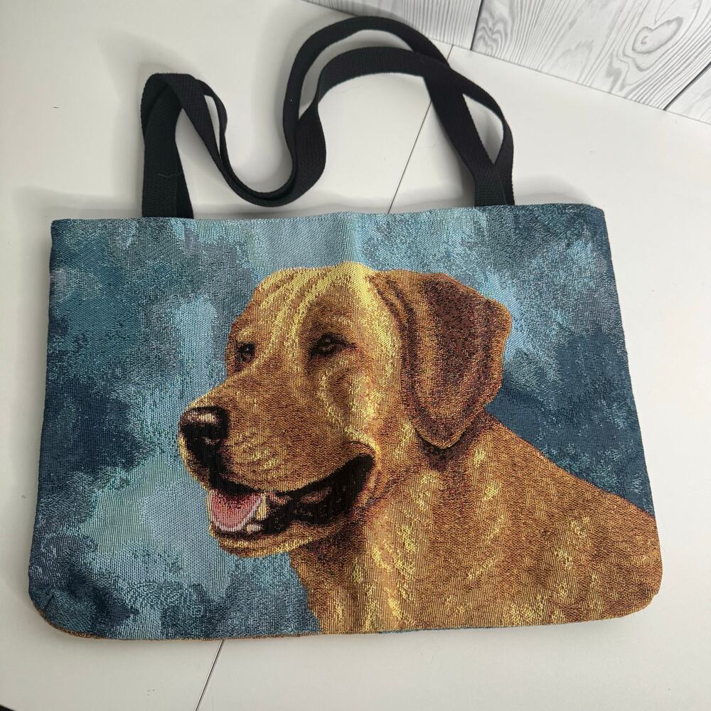 Yellow Lab Labrador Retriever Tapestry Tote Bag Black Interior 12 x 16